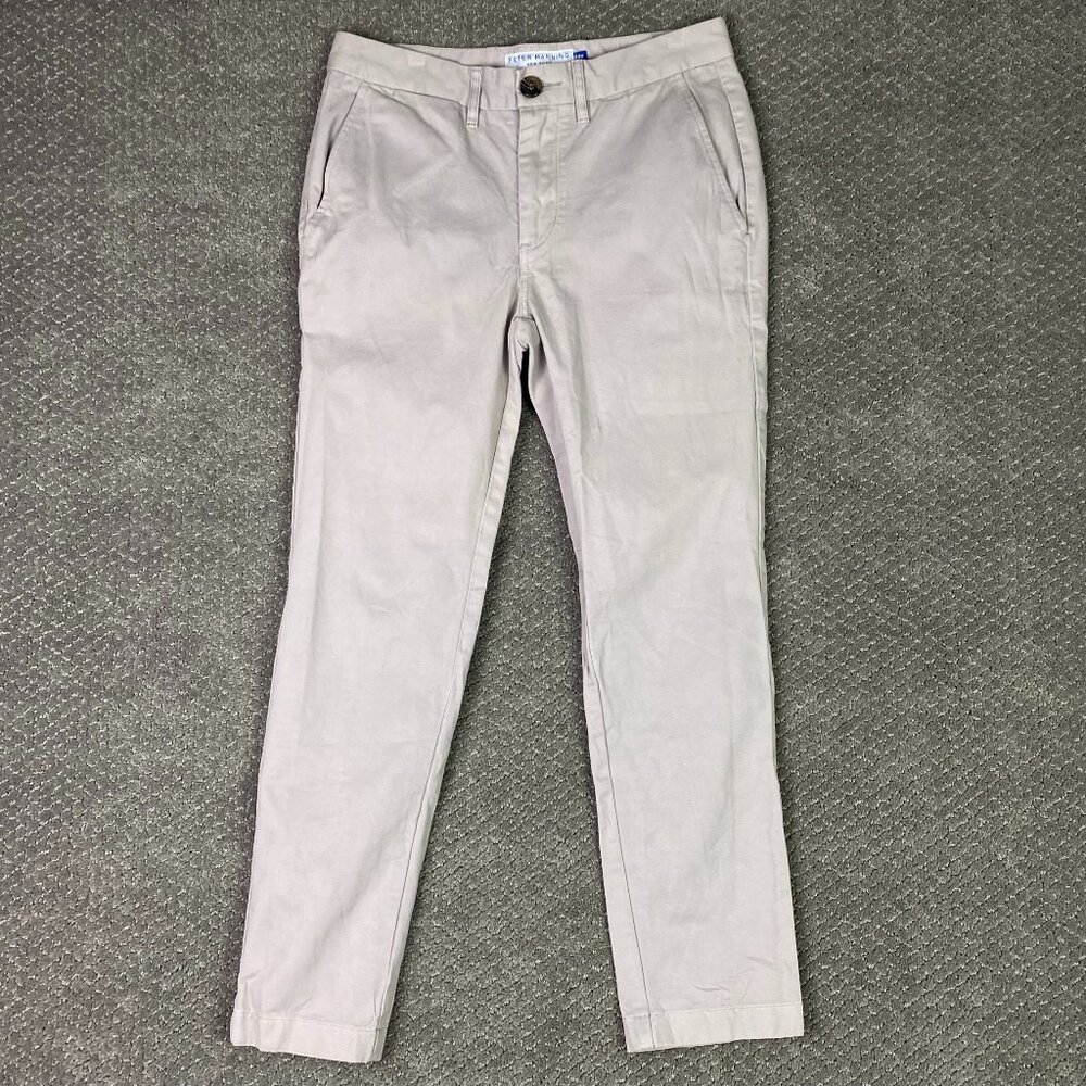 Peter Manning Slim Fit Chino Pants Men's 29 x 27 Beige Cotton